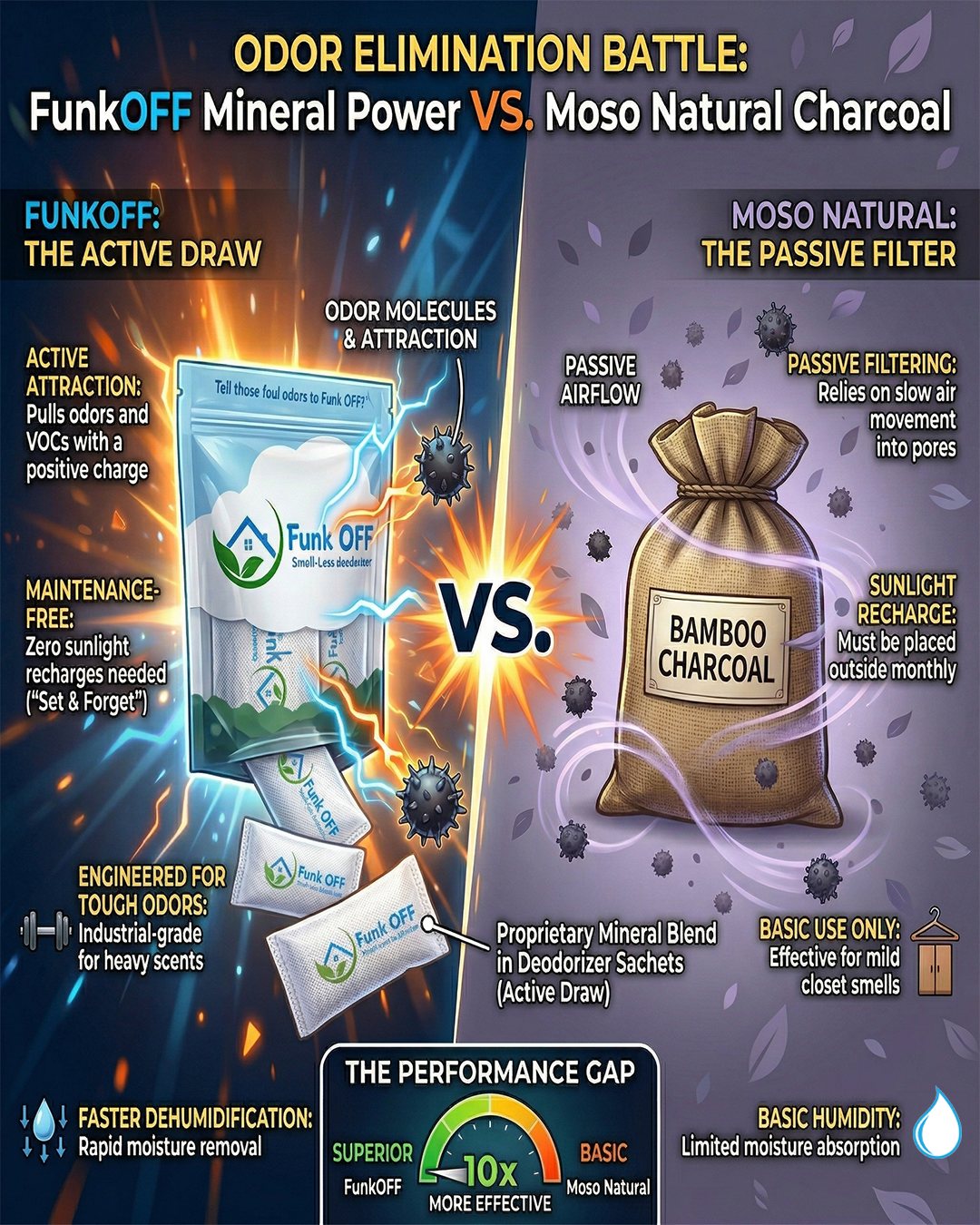 FunkOFF Mineral Power vs. Moso Natural Charcoal